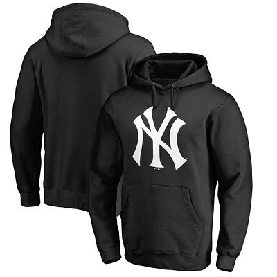 Men's Black New York Yankees Official Logo Fitted Pullover Hoodie