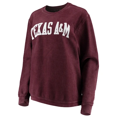 Women's Pressbox Maroon Texas A&M Aggies Comfy Cord Vintage Wash Basic Arch Pullover Sweatshirt