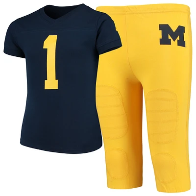 Youth Wes & Willy Navy Michigan Wolverines Football Sleep Set