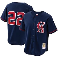 Men's Mitchell & Ness Bo Jackson Navy California Angels Cooperstown Collection Mesh Batting Practice Button-Up Jersey