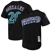 Men's Mitchell & Ness Luis Gonzalez Black Arizona Diamondbacks Cooperstown Collection Mesh Batting Practice Button-Up Jersey