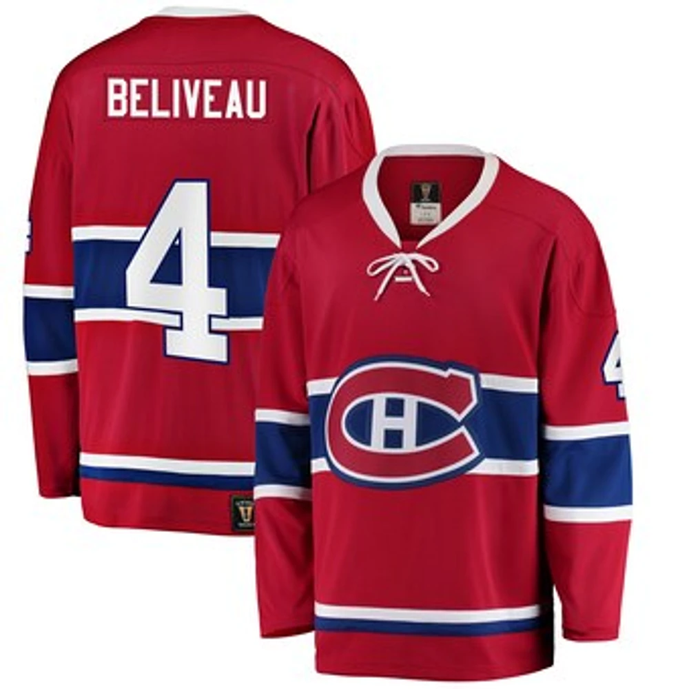 Men's Fanatics Jean Beliveau Red Montreal Canadiens Premier Breakaway Retired - Player Jersey