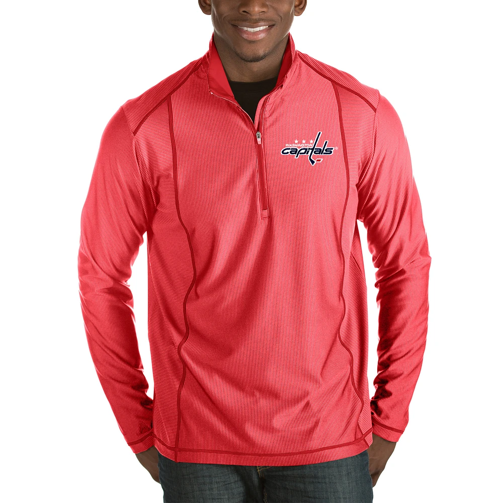 Men's Antigua Heather Red Washington Capitals Tempo Desert Dry Half-Zip Pullover Jacket