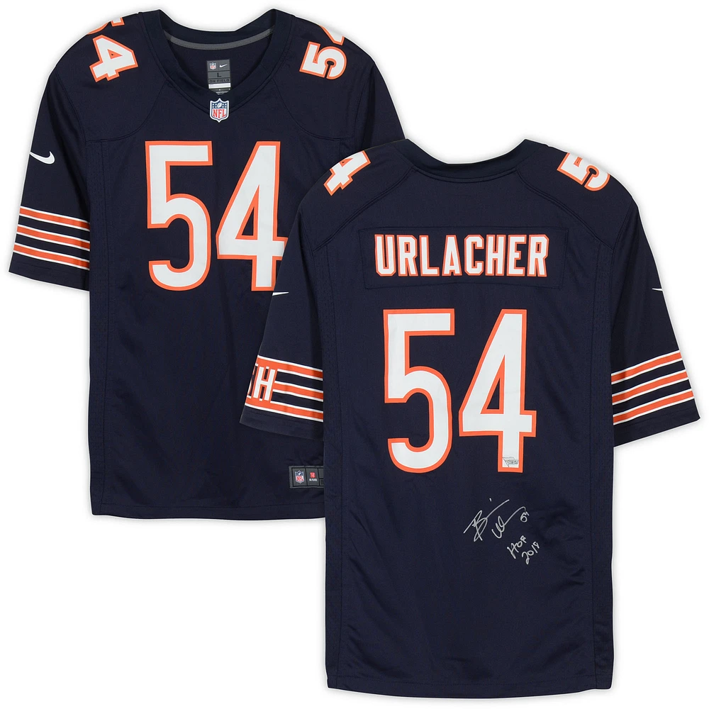 Brian Urlacher Chicago Bears Autographed Nike Navy Game Jersey with "HOF 2018" Inscription