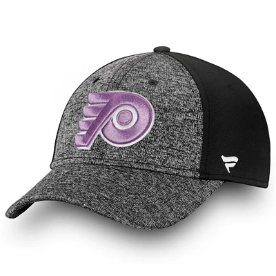 Men's Fanatics Heathered Black/Black Philadelphia Flyers Hockey Fights Cancer Speed Flex Hat