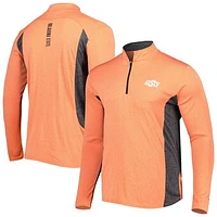 Men's Colosseum Heathered Heather Orange Oklahoma State Cowboys Audible Lightweight Windshirt Quarter-Zip Pullover