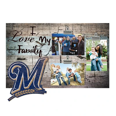 Milwaukee Brewers 11" x 19" I Love My Family Clip Photo Frame