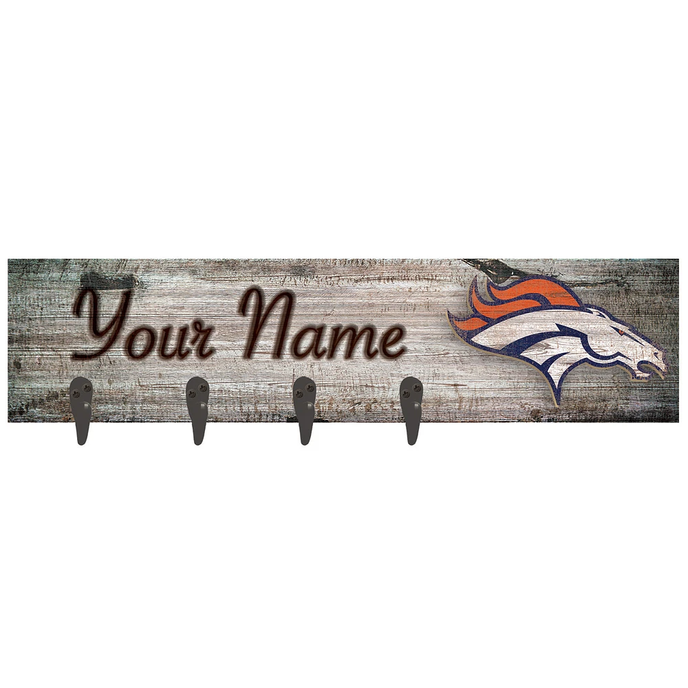 Denver Broncos 24" x 6" Personalized Mounted Coat Hanger