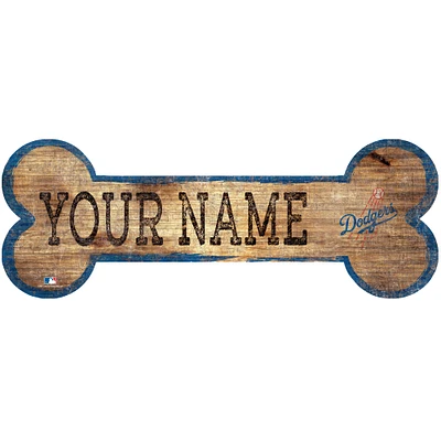 Los Angeles Dodgers 12" x 6" Personalized Dog Bone Sign