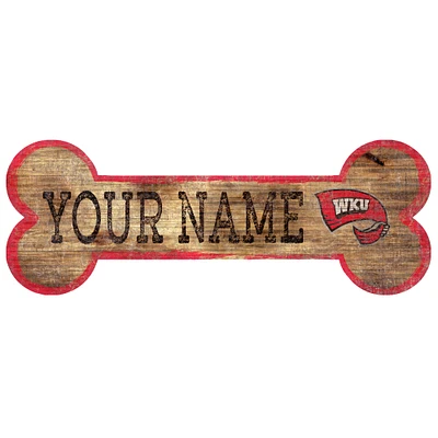 Western Kentucky Hilltoppers 12" x 6" Personalized Dog Bone Sign