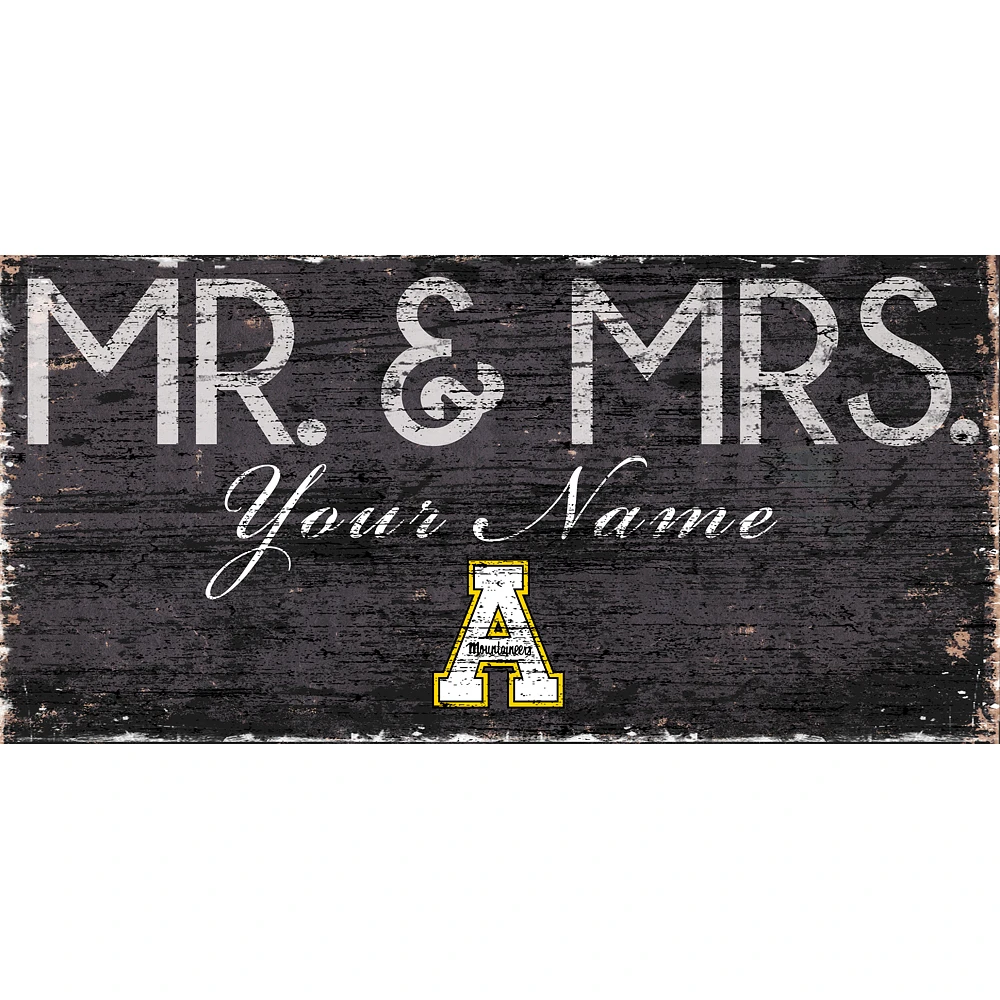 Appalachian State Mountaineers 12" x 6" Personalized Mr. & Mrs. Sign