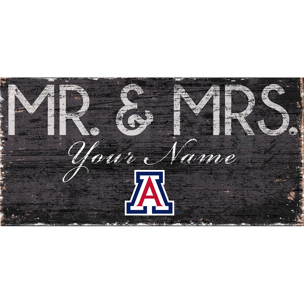 Arizona Wildcats 12" x 6" Personalized Mr. & Mrs. Sign