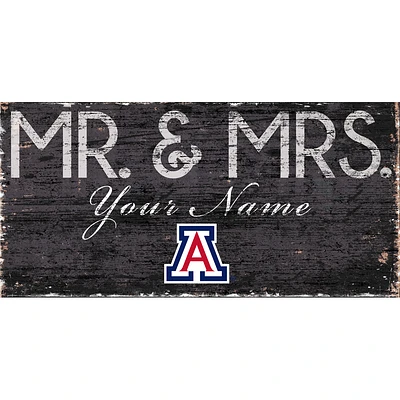 Arizona Wildcats 12" x 6" Personalized Mr. & Mrs. Sign