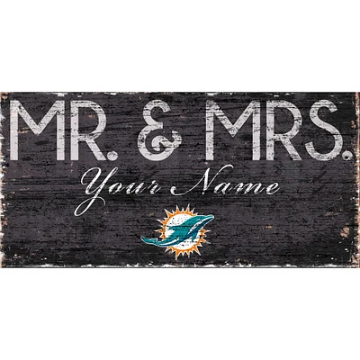 Miami Dolphins 12'' x 6'' Personalized Mr. & Mrs. Sign