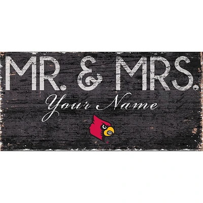 Louisville Cardinals 12" x 6" Personalized Mr. & Mrs. Sign