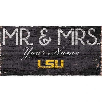 LSU Tigers 12" x 6" Personalized Mr. & Mrs. Sign