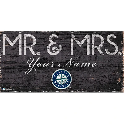 Seattle Mariners 12" x 6" Personalized Mr. & Mrs. Sign