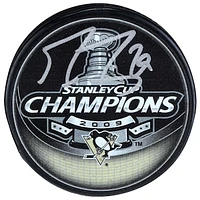 Marc-Andre Fleury Pittsburgh Penguins Autographed 2009 Stanley Cup Champions Logo Hockey Puck