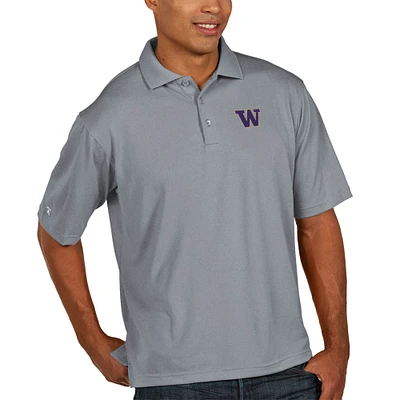 Men's Antigua Heather Gray Washington Huskies Xtra Lite Big & Tall Polo