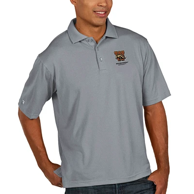 Men's Antigua Heather Gray Western Michigan Broncos Xtra Lite Big & Tall Polo