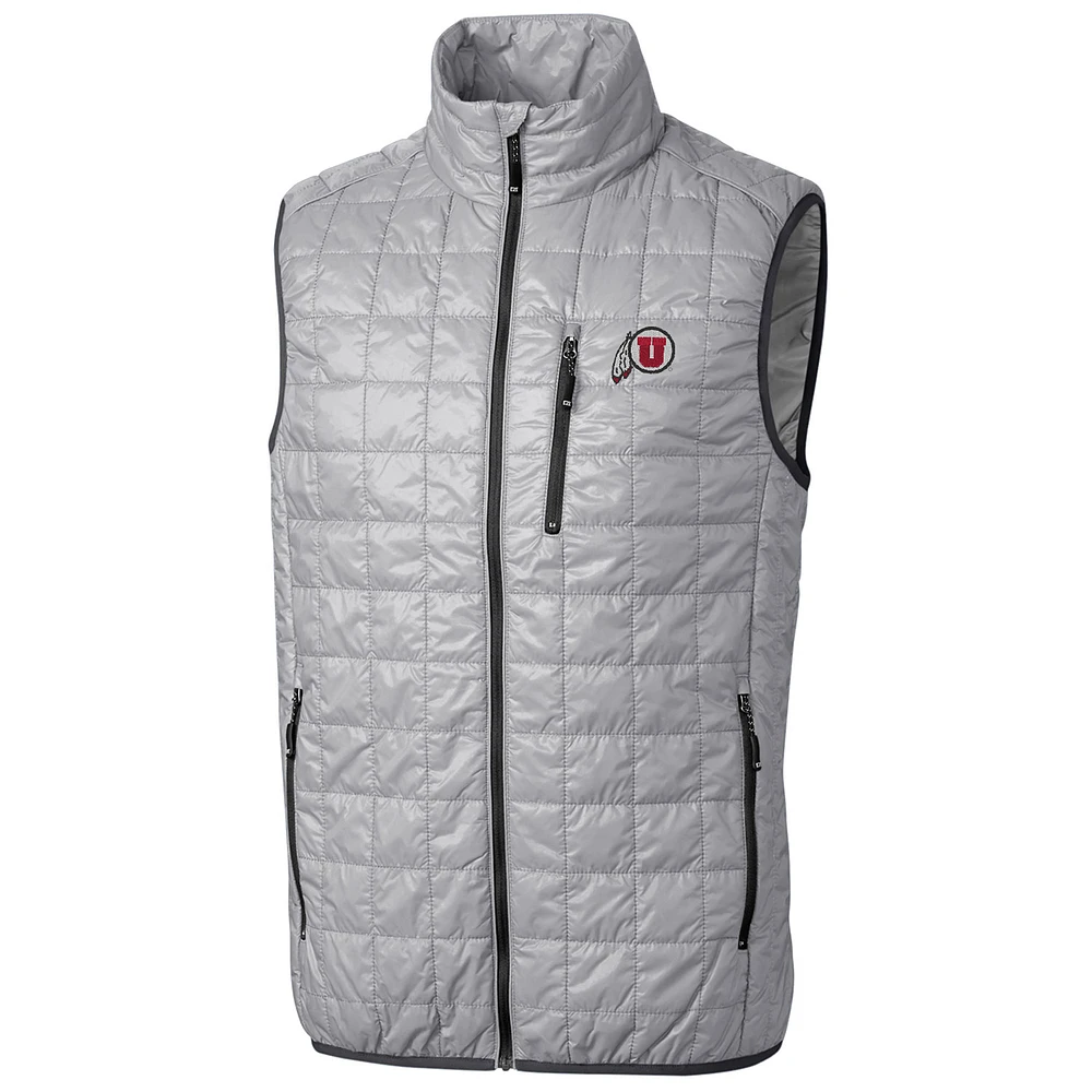 Men's Cutter & Buck Gray Utah Utes Big Tall Full-Zip Collegiate Rainier Vest