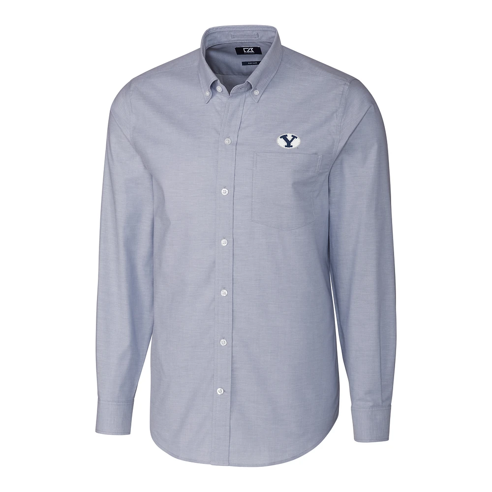 Men's Cutter & Buck Light Blue BYU Cougars Stretch Oxford Big Tall Long Sleeve Button-Down Shirt