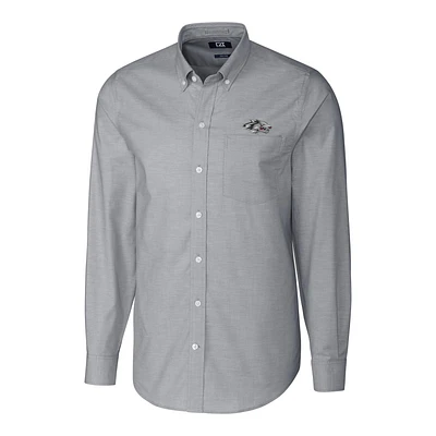 Men's Cutter & Buck Charcoal New Mexico Lobos Stretch Oxford Big Tall Long Sleeve Button-Down Shirt