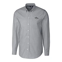 Men's Cutter & Buck Charcoal New Mexico Lobos Stretch Oxford Big Tall Long Sleeve Button-Down Shirt