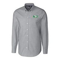Men's Cutter & Buck Charcoal North Dakota Stretch Oxford Big Tall Long Sleeve Button-Down Shirt