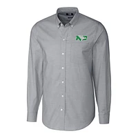 Men's Cutter & Buck Charcoal North Dakota Stretch Oxford Big Tall Long Sleeve Button-Down Shirt