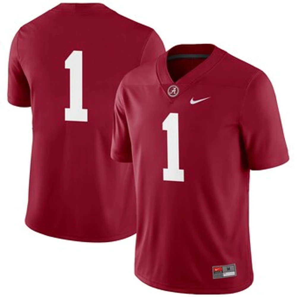 Men's Nike #1 Crimson Alabama Tide Football Game Jersey