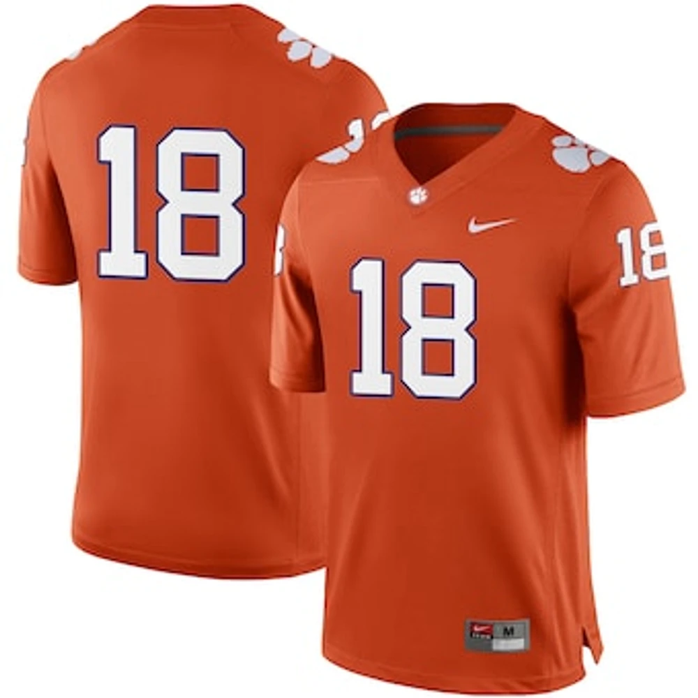 Men's Nike #18 Orange Clemson Tigers Football Game Jersey