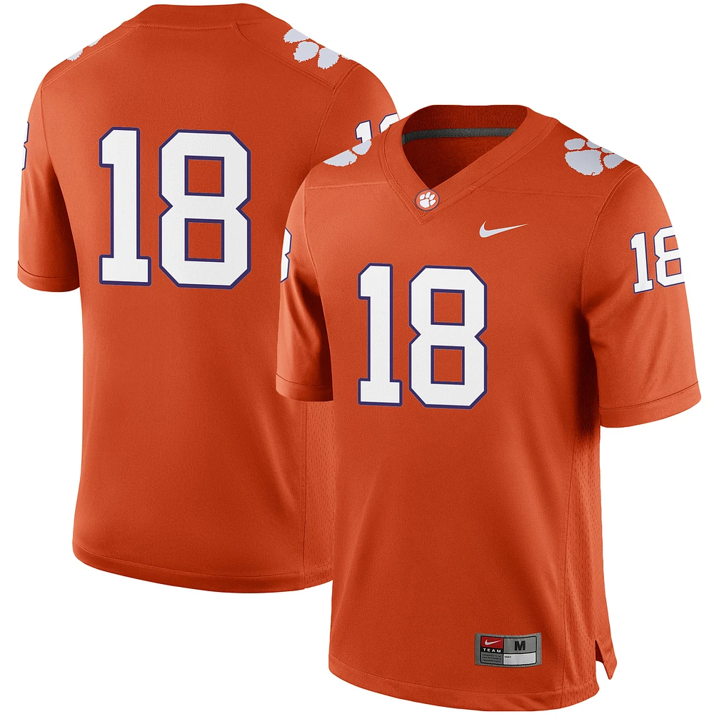 Men's Nike #18 Orange Clemson Tigers Football Game Jersey