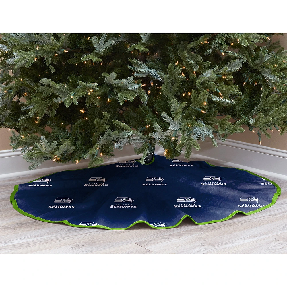 Blue Seattle Seahawks Micro Plush Christmas Tree Skirt