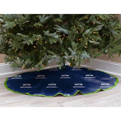 Blue Seattle Seahawks Micro Plush Christmas Tree Skirt