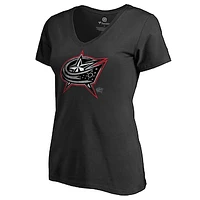 Women's Black Columbus Blue Jackets Core Smoke V-Neck T-Shirt