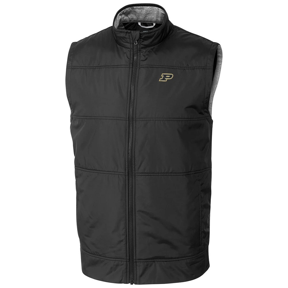 Men's Cutter & Buck Black Purdue Boilermakers Stealth Full-Zip Vest