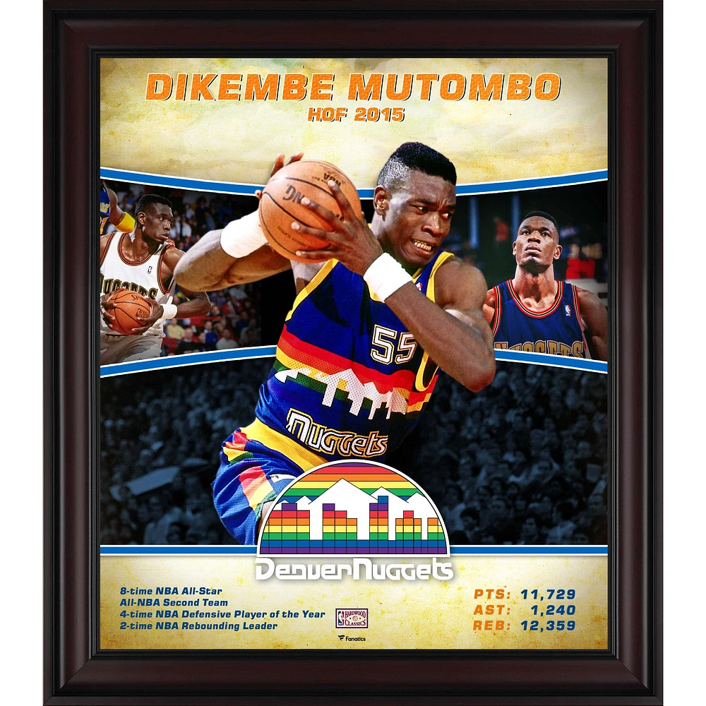 Dikembe Mutombo Denver Nuggets Framed 15" x 17" Hardwood Classics Player Collage