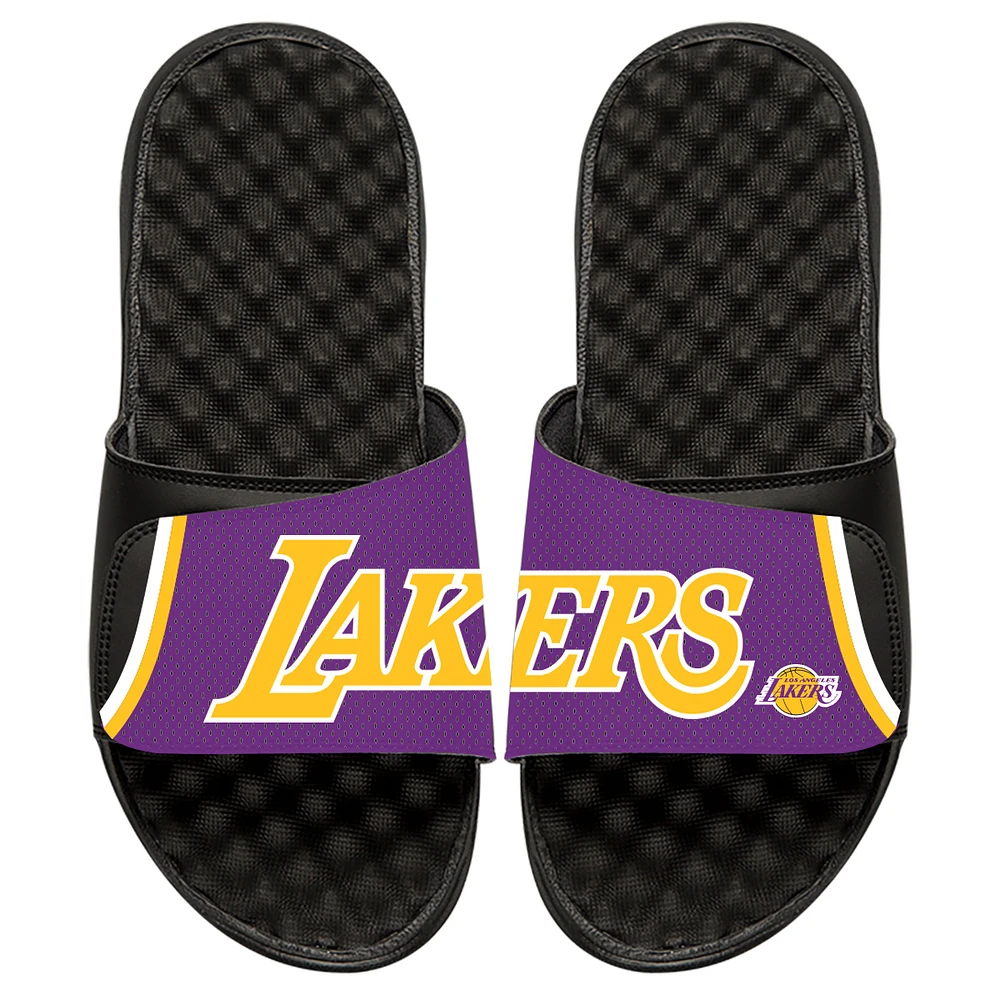 Men's ISlide Black Los Angeles Lakers Statement Jersey Split Slide Sandals