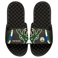 Men's ISlide Black Milwaukee Bucks Statement Jersey Split Slide Sandals