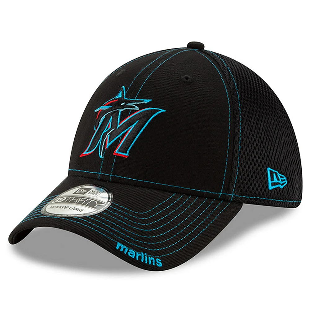 Men's New Era Black Miami Marlins 2019 NEO 9THIRTY Flex Hat