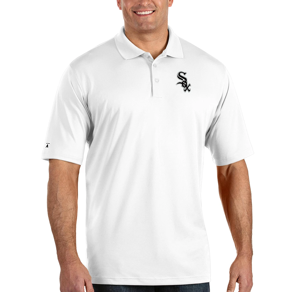 Men's Antigua White Chicago White Sox Pique Xtra Lite Big & Tall Polo