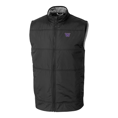 Men's Cutter & Buck Black Washington Huskies Big Tall Stealth DryTec Full-Zip Vest