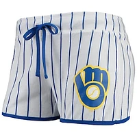 Women's Concepts Sport White/Royal Milwaukee Brewers Vigor Sleep Shorts