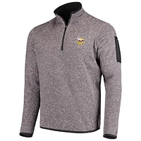 Men's Antigua Charcoal Minnesota Vikings Fortune Quarter-Zip Pullover Jacket