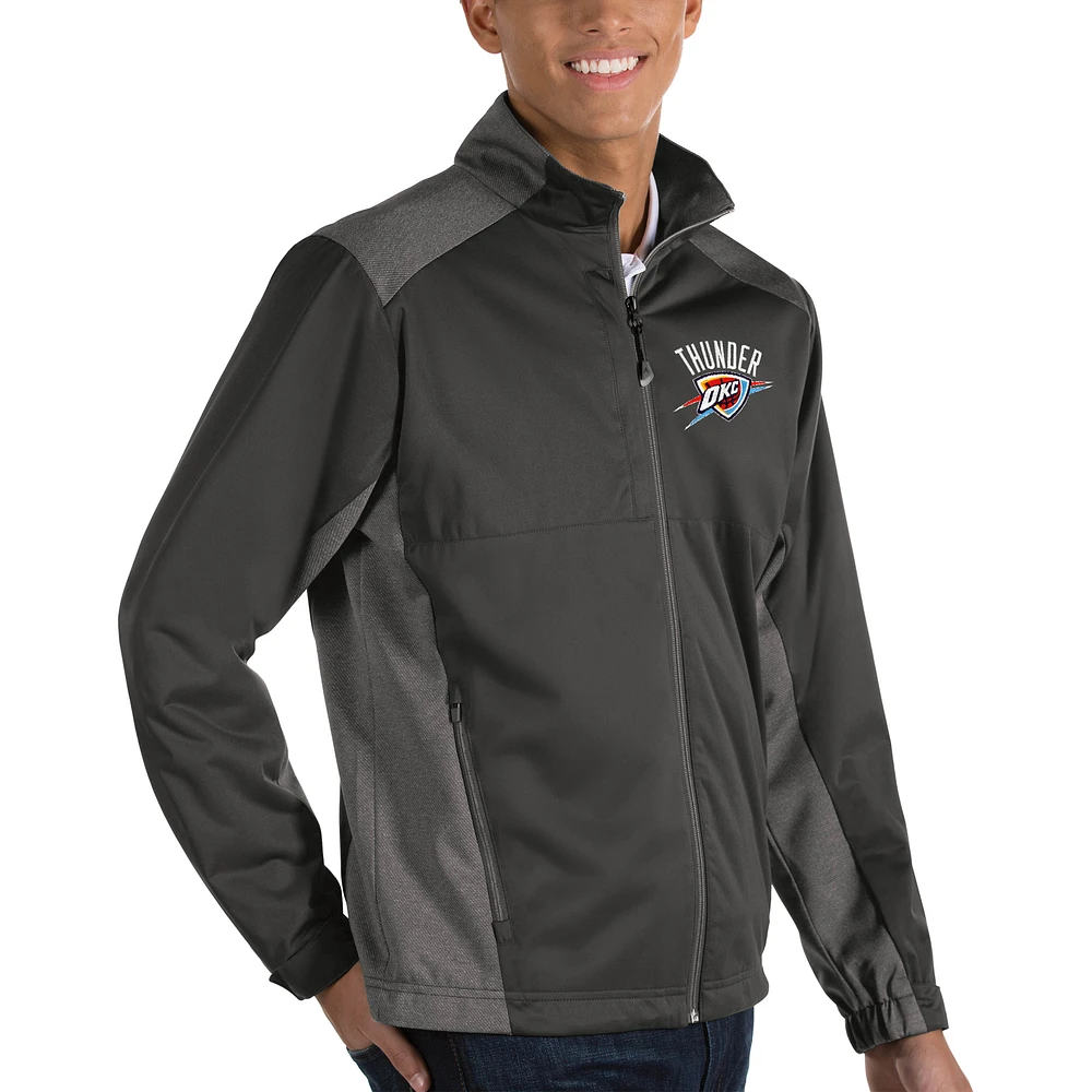 Men's Antigua Charcoal Oklahoma City Thunder Revolve Big & Tall Full-Zip Jacket