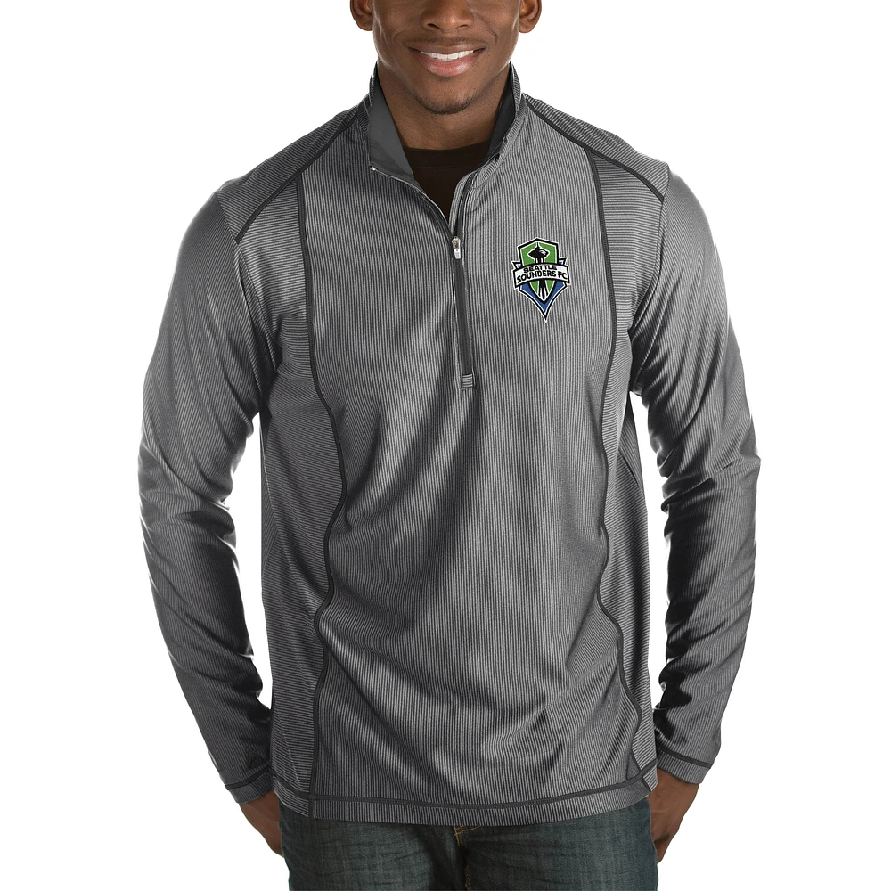 Men's Antigua Heather Black Seattle Sounders FC Tempo Big & Tall Half-Zip Pullover Jacket