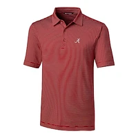 Men's Cutter & Buck Crimson Alabama Tide Forge Pencil Stripe Polo