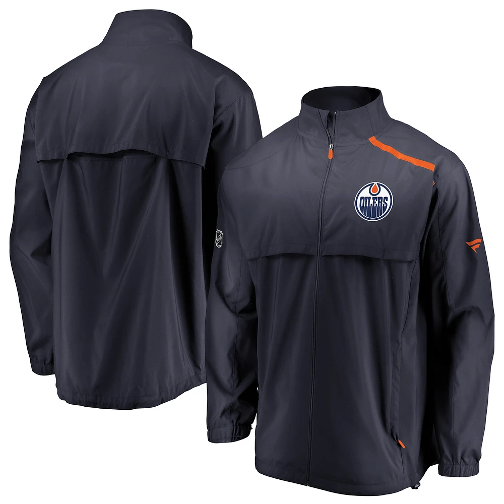 Men's Fanatics Navy/Orange Edmonton Oilers Authentic Pro Rinkside Full-Zip Jacket