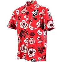 Men's Wes & Willy Scarlet Ohio State Buckeyes Floral Button-Up Shirt